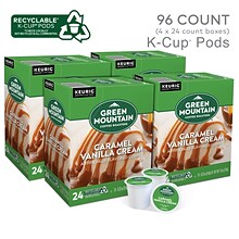 Green Mountain Caramel Vanilla Cream Coffee Keurig® K-Cup® Pods, Light Roast, 96/Carton (GMT6700CT)