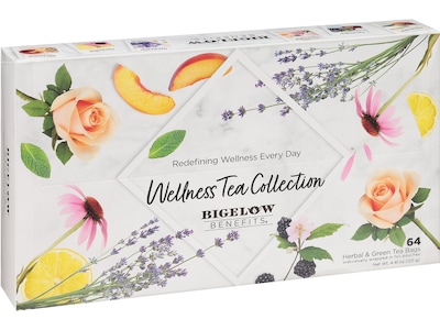 Bigelow Benefits Wellness Caffeinated Assorted Tea Bags, 64/Box (54568)