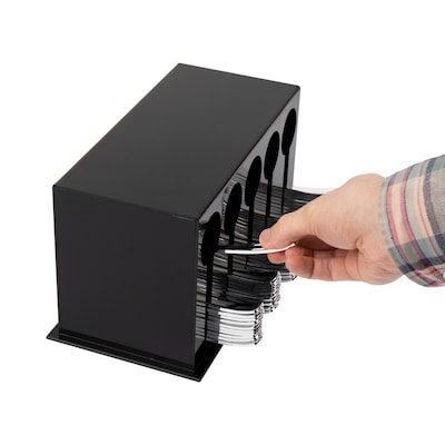 Mind Reader Plastic 5-Compartment Utensil Dispenser Silverware Organizer, Black (5CSTOR-BLK)