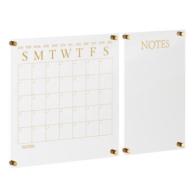 Martha Stewart Grayson Acrylic Gold Print Dry Erase Wall Calendar with Notes, 18 x 18 (BRACS284545