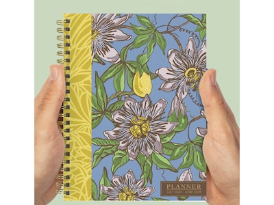 2024-2025 TF Publishing White Lotus Series Coastal Flowers 6" x 8" Academic Weekly & Monthly Planner, Paperboard Cover