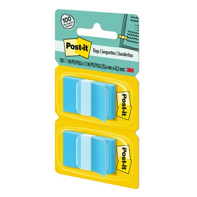 Post-it® Flags, 1" Wide, Light Blue, 100 Flags/Pack (680-BB2)