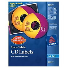 Avery Inkjet Media Labels, White Matte, 40 Disc and 80 Spine Labels/Pack (8692)