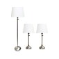 Lalia Home Perennial 58.5"/30" Brushed Nickel Three-Piece Floor/Table Lamp Set with Tapered Shades (LHS-1005-BN)