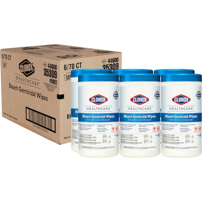 Clorox Healthcare Disinfecting Wipes, Clean Scent, 70 Wipes/Canister, 6/Carton (CLO35309CT)