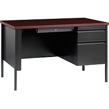 Hirsh 48W Single-Pedestal Desk, Charcoal/Mahogany (20093)