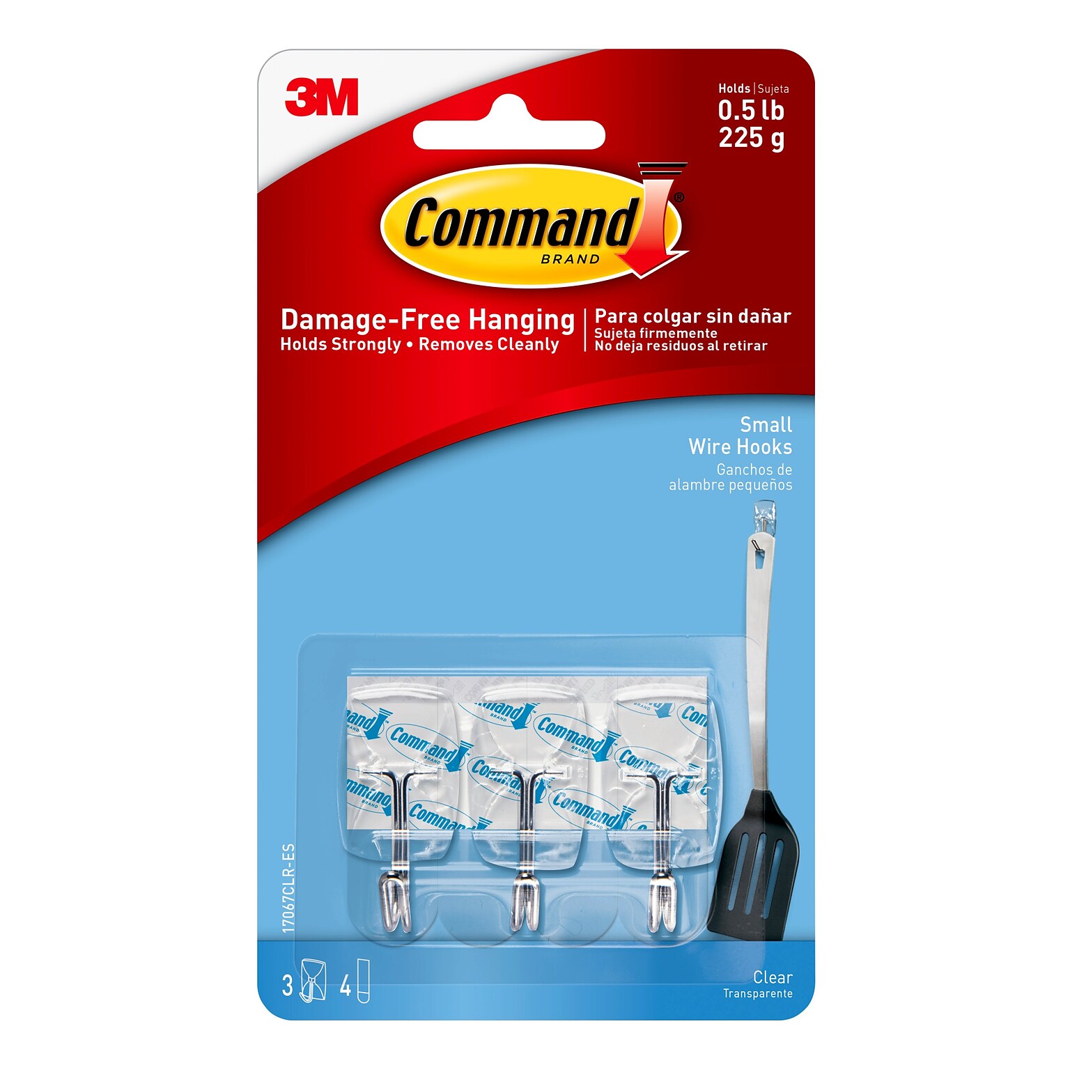 Command™ Small Wire Hooks, Clear, 3 Hooks (17067CLR-ES)