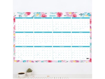 2024-2025 AT-A-GLANCE Badge Floral 36" x 24" Academic & Calendar Yearly Dry-Erase Wall Calendar, Reversible (1710F-550P-25)