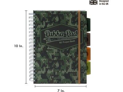Pukka Pad Camo Knit B5 5-Subject Notebooks, 7 x 10, Ruled, 100 Sheets, Green, 3/Pack (9756-CAM)