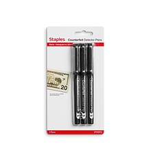 Staples Counterfeit Pens, Black, 3/Pack (ST43372/43372)