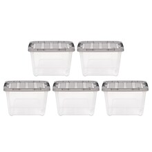 Iris 19 Quart Stack and Pull Plastic Latching Storage Bin, Clear, 5/Pack (500144)