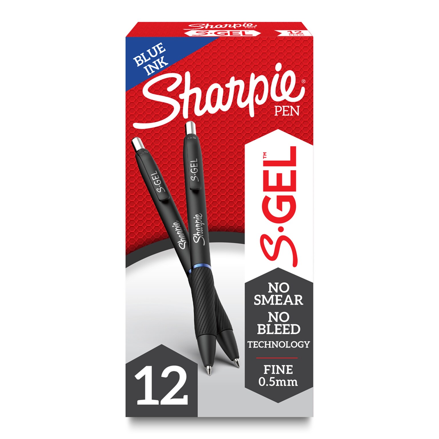 Sharpie S-Gel Retractable Gel Pens, 0.5 mm, Fine Point, Blue Ink, Dozen (2096146)