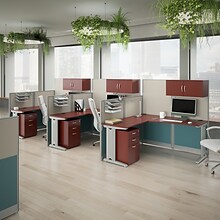 Bush Business Furniture Office in an Hour 3 Person L Shaped Cubicle Desks with Storage and Organizer