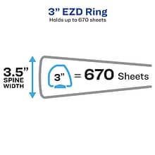 Avery Durable 3 3-Ring View Binders, EZD Ring, White 6/Pack (09701)
