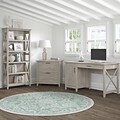 Bush Furniture Key West 54W Single Pedestal Desk with Lateral File and 5 Shelf Bookcase, Washed Gra
