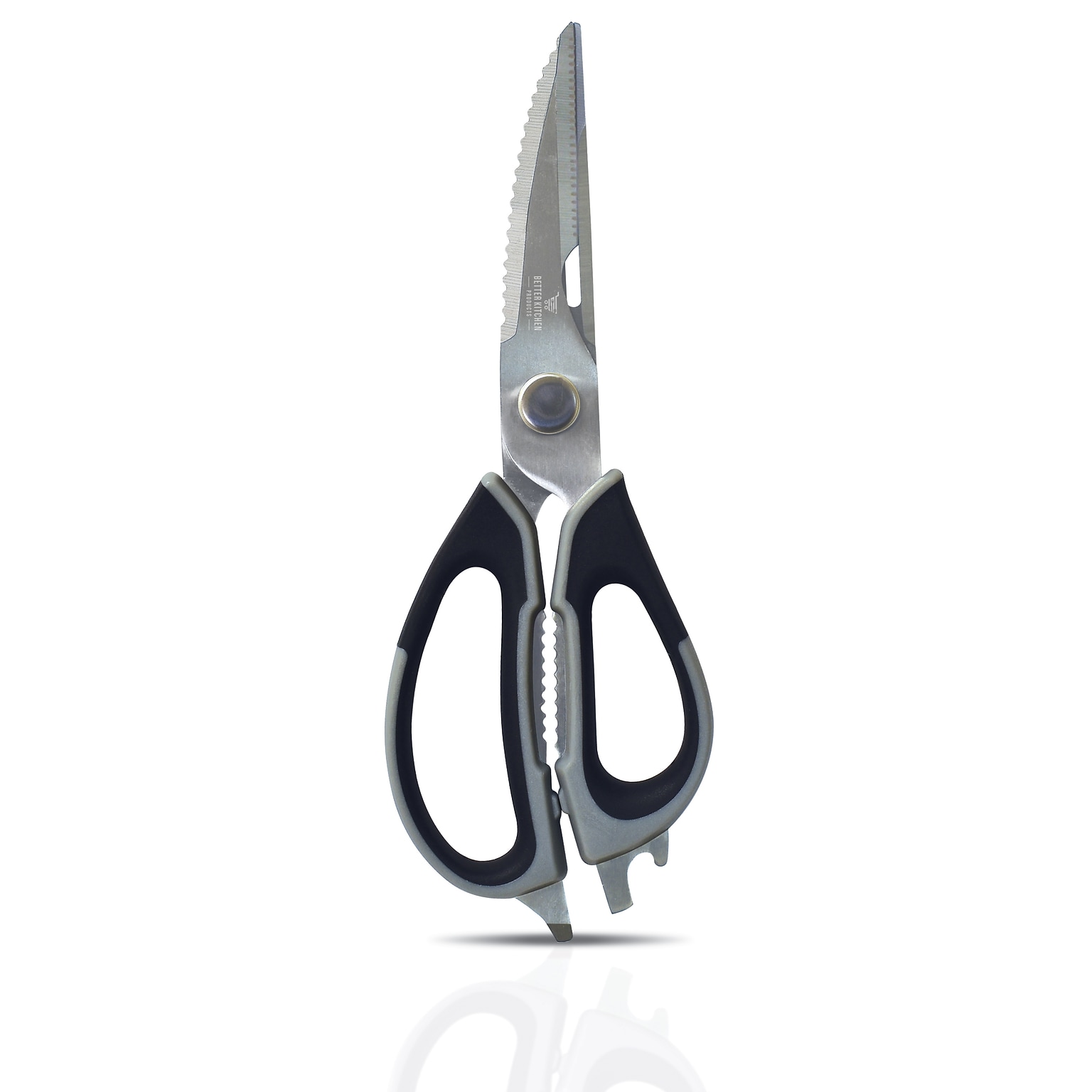 Better Kitchen Products Stainless Steel Multipurpose Kitchen Shears with Detachable Blades, 9, Black & Gray (00605)
