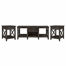 Bush Furniture Key West Coffee Table with 2 End Tables, Dark Gray Hickory (KWS023GH)