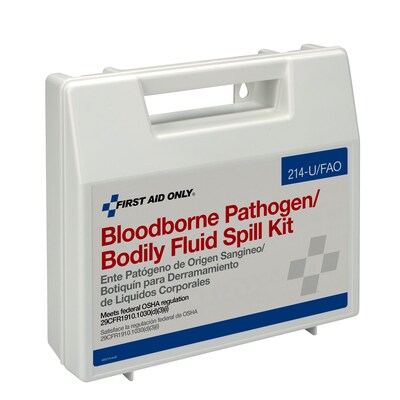 First Aid Only Wall-Mount Bloodborne Pathogen And Bodily Fluid Spill Kit, 23 pieces (214-U/FAO)