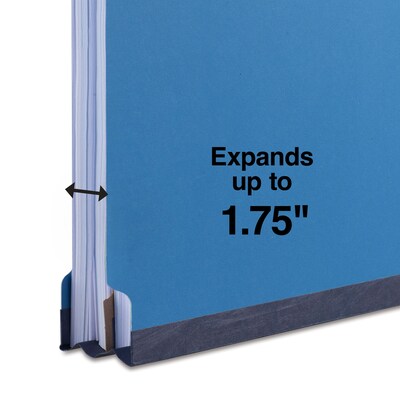 Quill Brand® End-Tab Partition Folders, 1 Partition, 4 Fasteners, Cobalt Blue, Letter, 15/Box (751026)