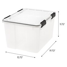 Iris WeatherPro Stackable Polypropylene Storage Box, 11.75 x 19.7 x 15.75, 46 Qt., Clear, 6/Pack