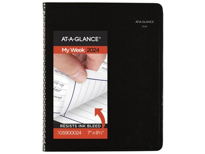 2024 AT-A-GLANCE DayMinder 7 x 8.75 Weekly Planner, Black (G590-00-24)