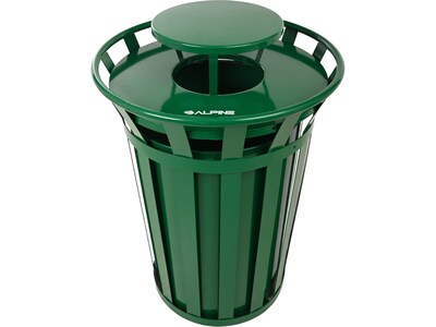 Alpine Industries Stainless Steel Outdoor Trash Can with Rain Bonnet Lid, 38-Gallon, Green (ALP479-3