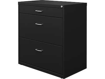 Space Solutions 3-Drawer Lateral File Cabinet, Letter/Legal Size, Lockable, 31.88"H x 30"W x 17.63"D, Black (25070)