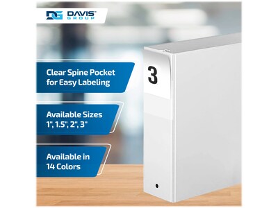 Davis Group Premium Economy 3" 3-Ring Non-View Binders, White, 6/Pack (2314-00-06)