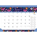 2023-2024 Plato Floral Splendor 15.5 x 11 Academic & Calendar Monthly Desk Pad Calendar (978197547