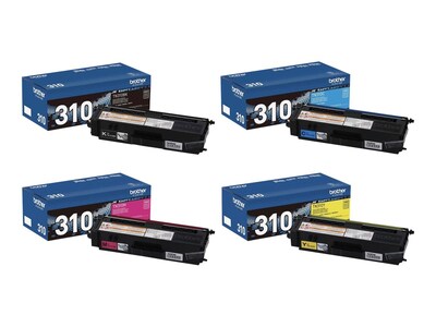 Brother TN-310 Black/Cyan/Magenta/Yellow Standard Yield Toner Cartridges, 4/Pack (TN310SET-STP)