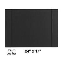 Staples Refillable Faux leather Desk Pad with Side Rail, 24 x 17, Black (ST45058-CC)