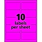 Avery Sure Feed Laser Shipping Labels, 2"x 4", Neon Pink, 10 Labels/Sheet, 100 Sheets/Box (5974)