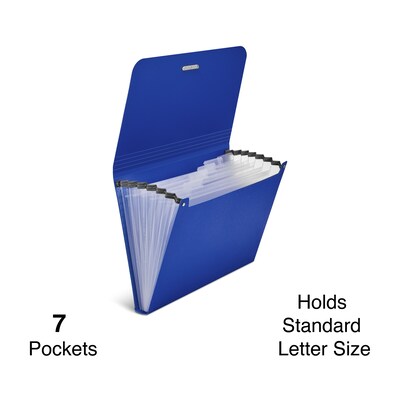 TRU RED Moisture Resistant Reinforced Plastic Filing Accordion File, 7-Pocket, Letter Size, Blue (TR52020)