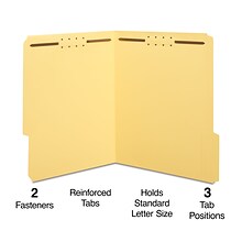 Staples® Reinforced End Tab Classification Folders, 2 Expansion, Letter Size, Yellow, 50/Box (TR183