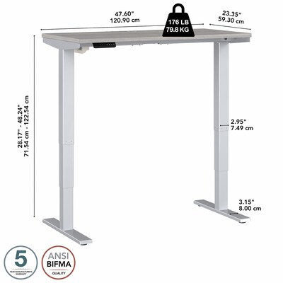 Bush Business Furniture Move 40 Series 48"W Electric Height Adjustable Standing Desk, Platinum Gray/Cool Gray (M4S4824PGSK)