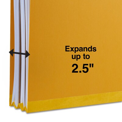 Quill Brand® 2/5-Cut Tab Pressboard Classification File Folders, 2-Partitions, 6-Fasteners, Legal, Yellow 15/Box (739038)