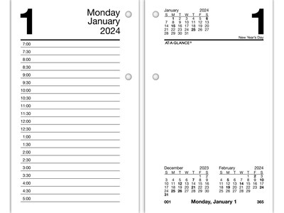 2024 AT-A-GLANCE 6 x 3.5 Daily Desk Calendar Refill, White/Black (E717T-50-24)