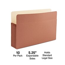 Staples Reinforced File Pocket, 5.25 Expansion, Legal Size, 8.5x14,  Brown, 10/Box (ST418343)