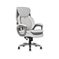 Sharper Image S-600 Active Lumbar Ergonomic Bonded Leather Swivel Executive Massage Chair, Off-White (60098-OWHT)
