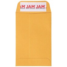 JAM PAPER Self Seal #4 Coin Business Envelopes, 3 x 4 1/2, Brown Kraft Manila, 100/Pack (400238461