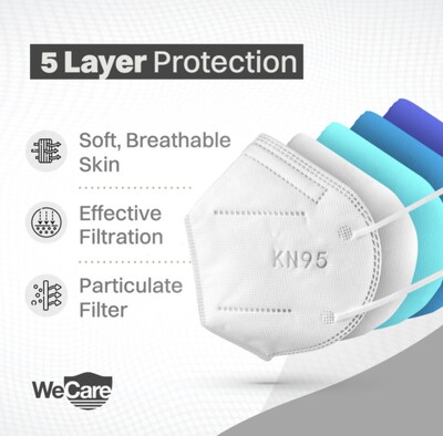 WeCare KN95 Disposable Face Mask, Adult, White, 60/Pack (TBN202718)