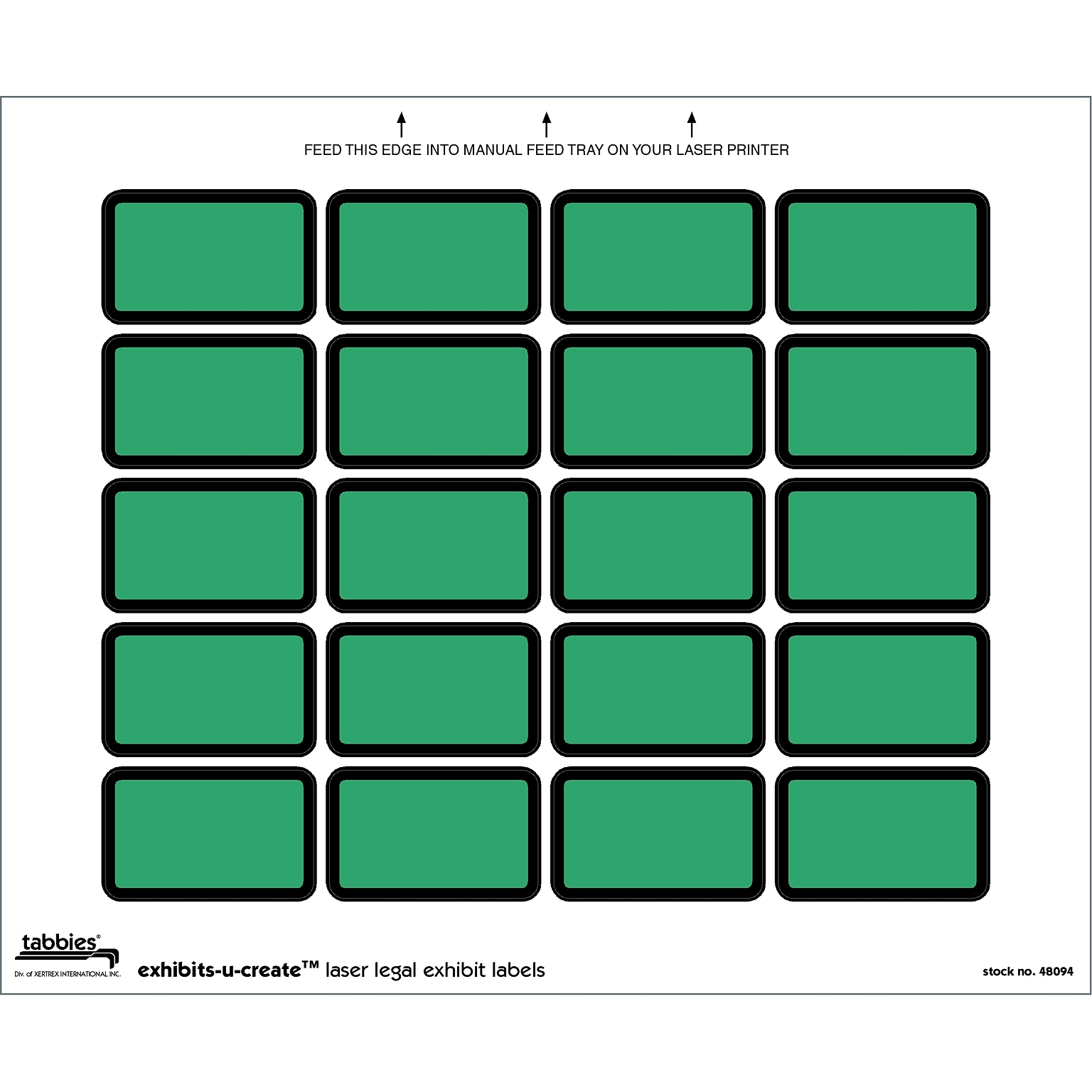 Tabbies Exhibits-U-Create Labels, Blank, 1 X 1 5/8, Green, 240/Pack (48094)