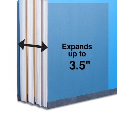 Quill Brand® 2/5-Cut Tab Pressboard Classification File Folders, 3-Partitions, 8-Fasteners, Letter, Blue, 15/Box (744026)