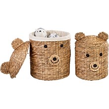 Honey-Can-Do Bear-Shaped Storage Baskets with Lids, Nesting, Brown, 2/Set (STO-09152)