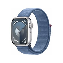 Apple Watch Series 9 (GPS) Smartwatch, 41mm, Silver Aluminum Case with Winter Blue Sport Loop (MR923