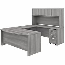 Bush Business Furniture Studio C 72W U Shaped Desk with Hutch and Mobile File Cabinet, Platinum Gra