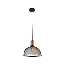 Adesso Dale 1-Light Incandescent/CFL Pendant, Matte Black/Natural Rubberwood (6268-01)