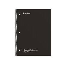 Staples 1-Subject Notebook, 8.5 x 10.5, College Ruled, 70 Sheets, Black, 3/Pack (ST58373)