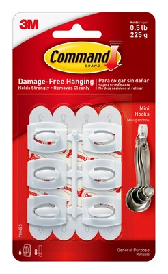 Command Mini Hooks, White, 6 Hooks (17006ES)