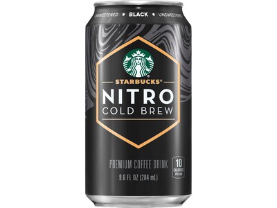 Starbucks Nitro Black Unsweetened Cold Brew Coffee, 9.6 fl. oz., 12/Carton (19286)
